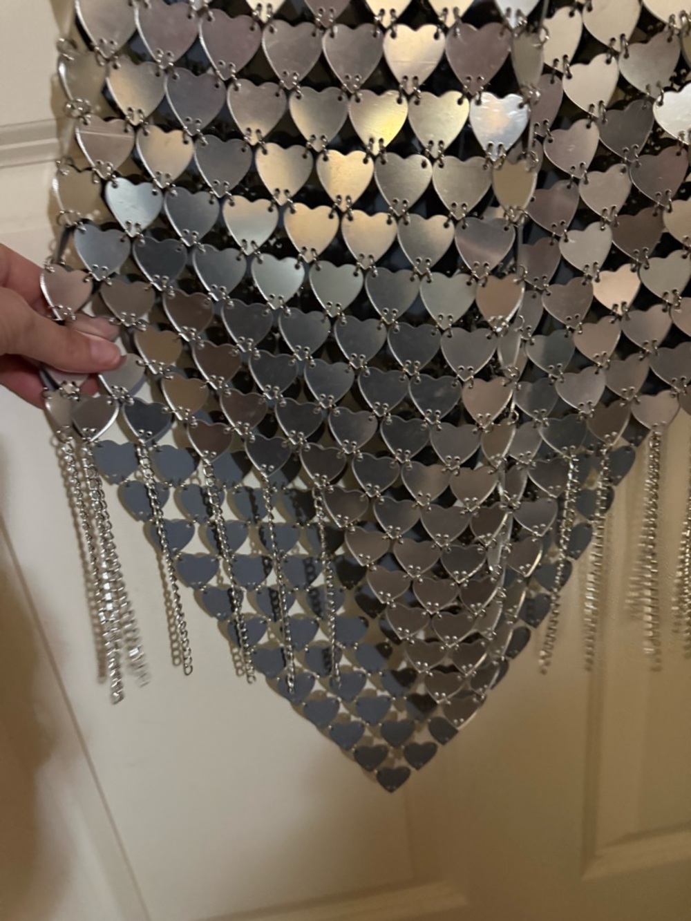 Aleph Heart Fringe Acrylic Chainmail Dress by Mew Mews - Picture 6 of 6